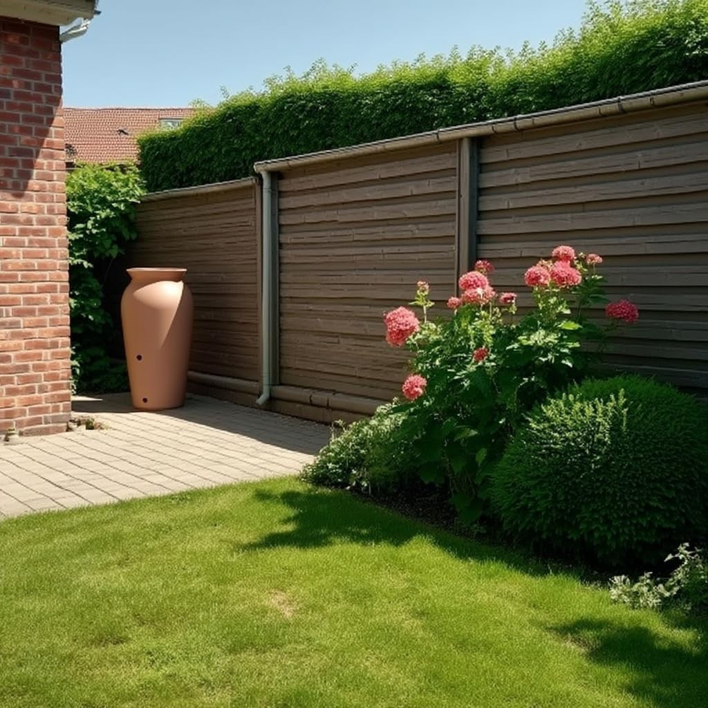 120L Decorative Rainwater Tank with Connection Kit, Round, Brick