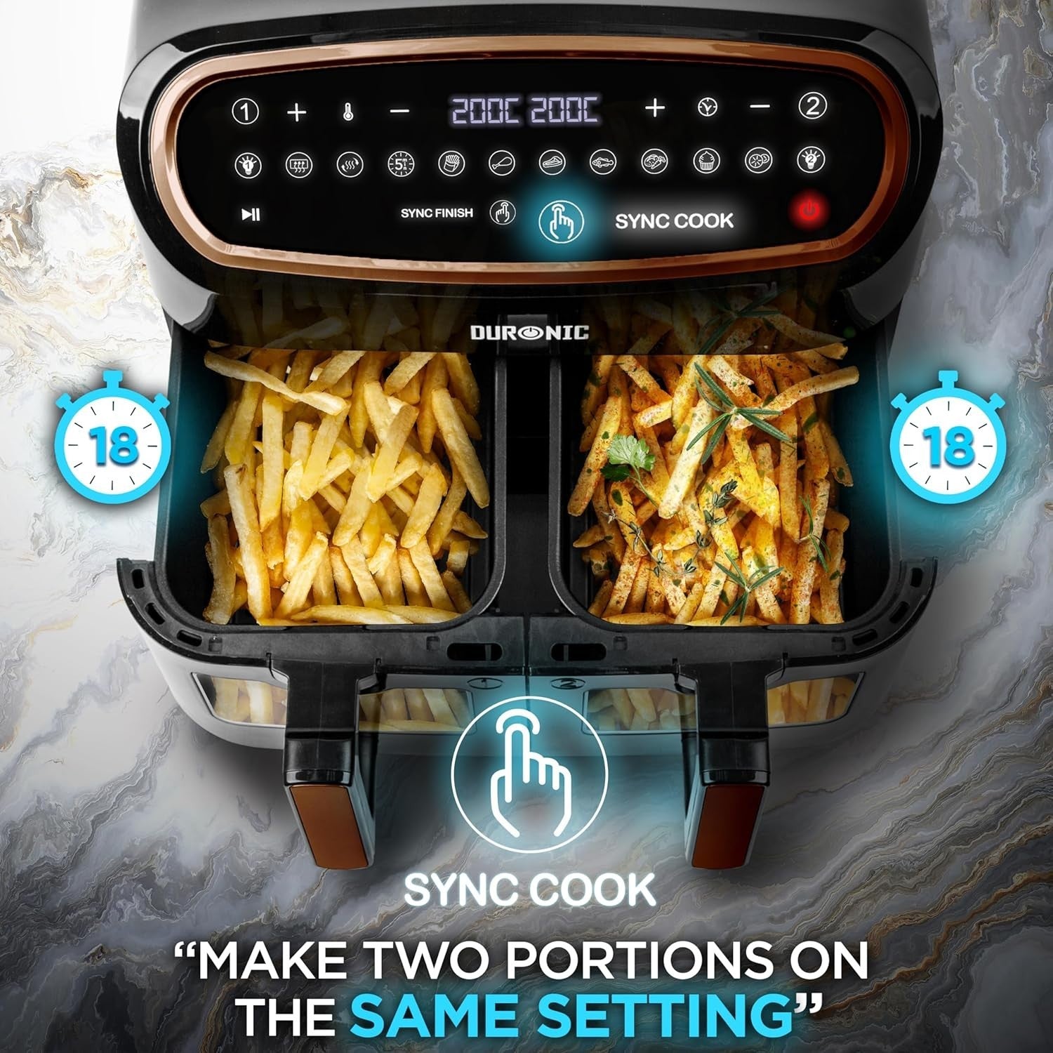 XL Triple Drawer Digital Air Fryer 10L | Dual Zone | 10-in-1 Presets | Viewing