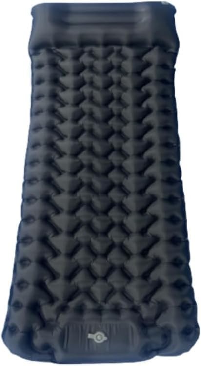 Black Inflatable Camping Sleeping Pad – Foot-Pump, Portable, 190x120x5cm