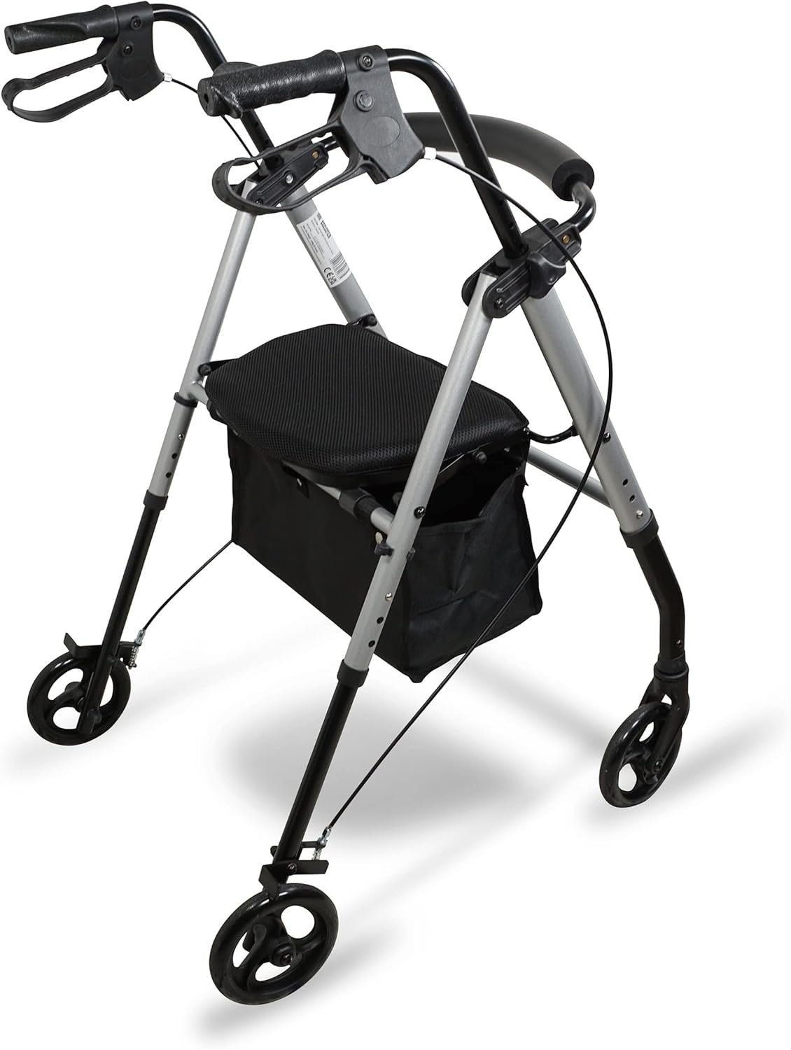 Lightweight Folding Rollator Walker with Seat Shopping Bag Hand Brakes