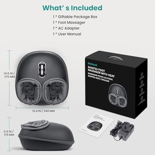 Foot Massager with Heat, Shiatsu Deep Kneading & Air Compression Therapy