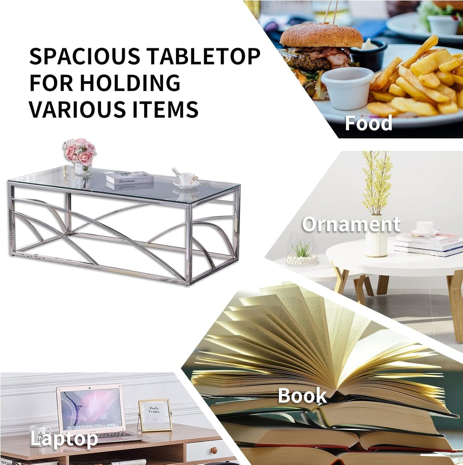 Modern Chrome Glass Coffee Table 120cm – Stylish Rectangle Centerpiece for Livin