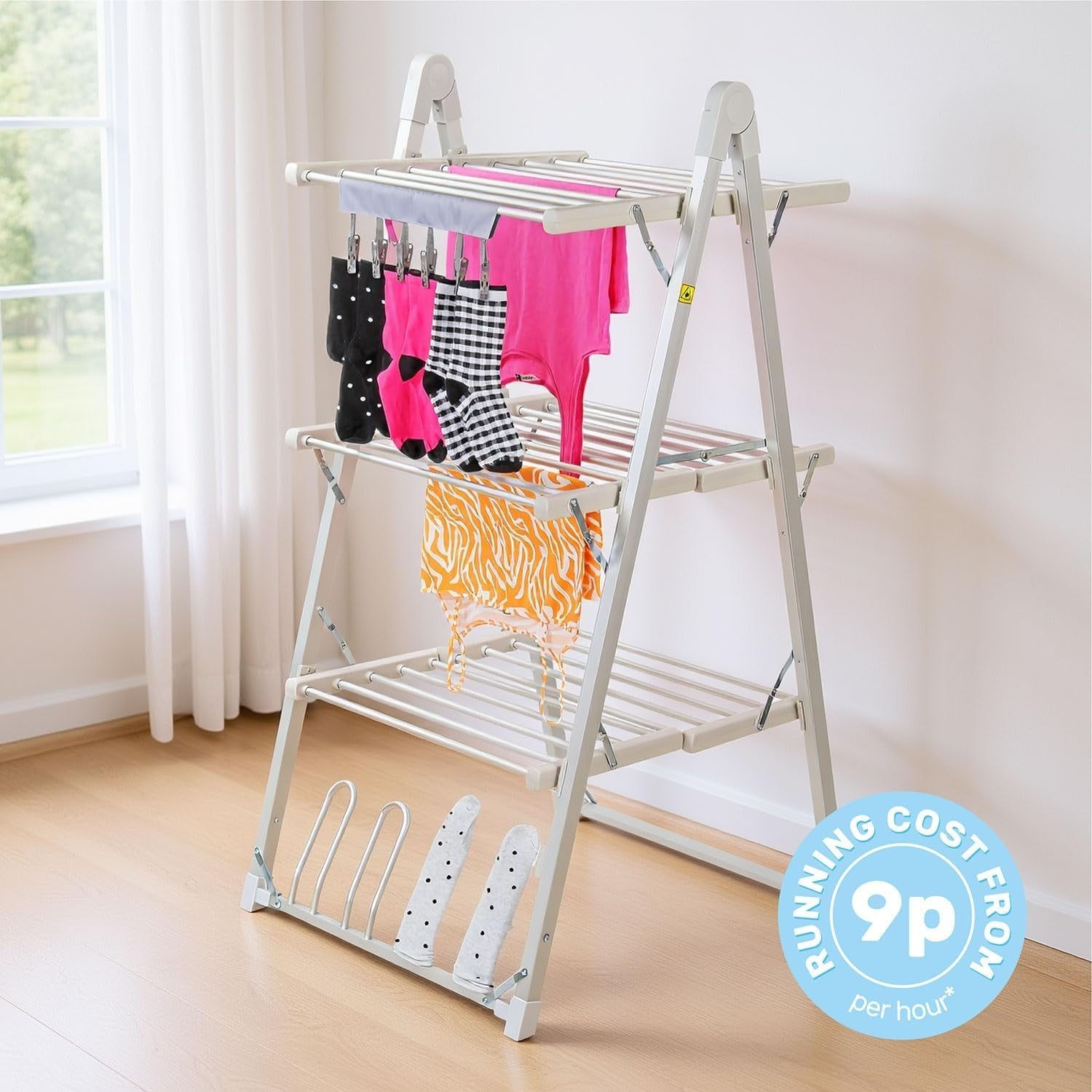 3 Tier A-Frame Heated Clothes Airer Electric Drying Rack 30 Rails 330W