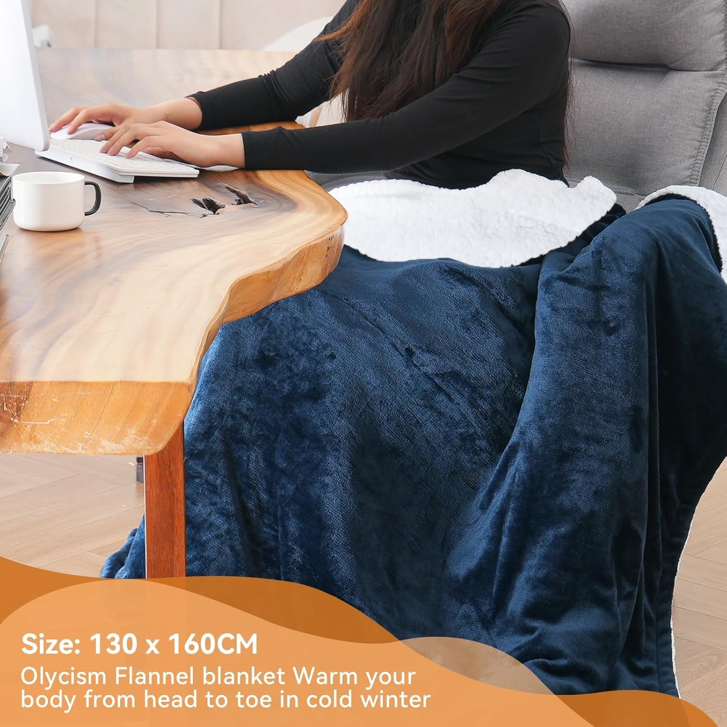 Electric Heated Throw Blanket 160x130cm Blue Auto Shut Off 9 Heat Levels