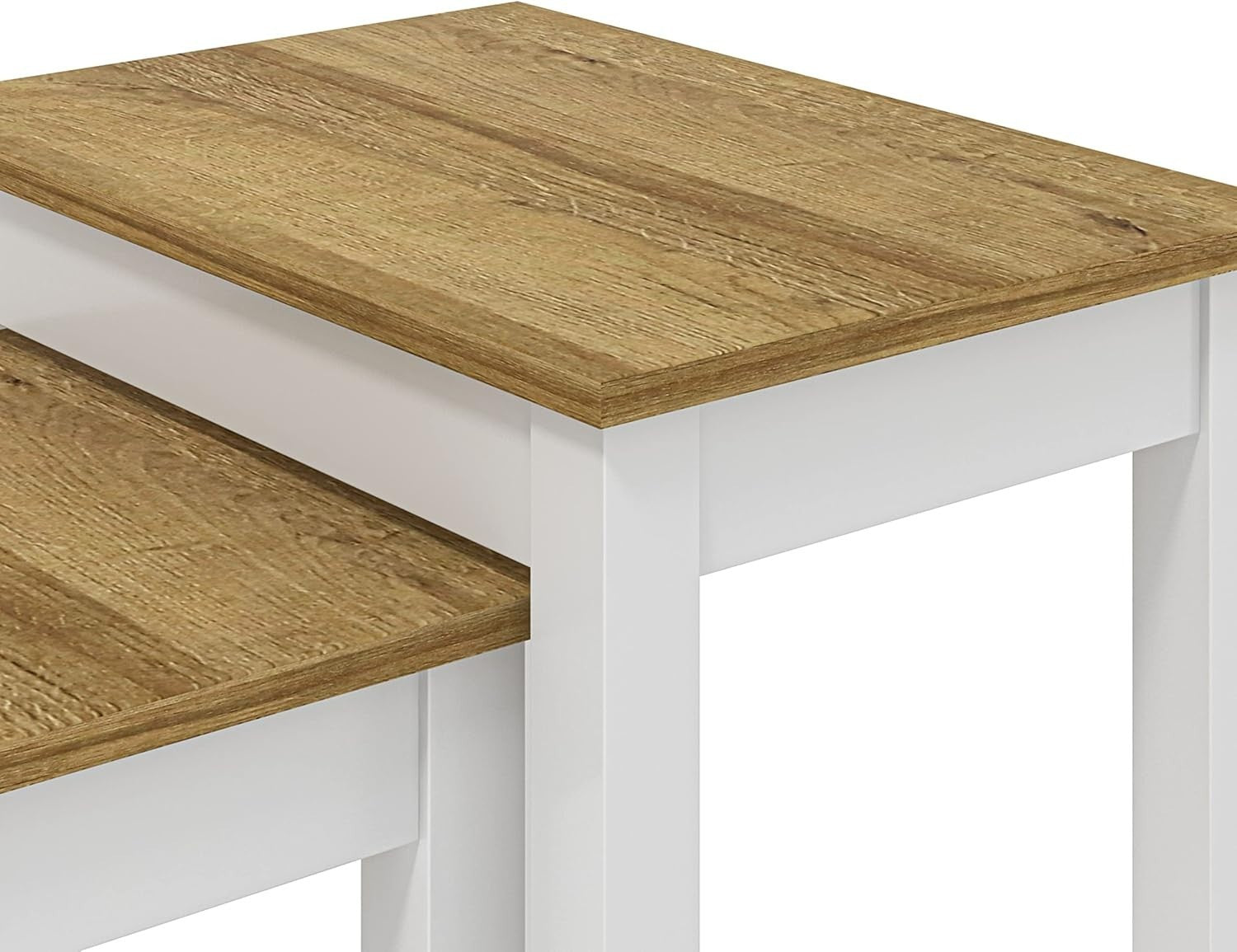 Space Saver Nesting Coffee Table Set White Wood Rectangular Storage