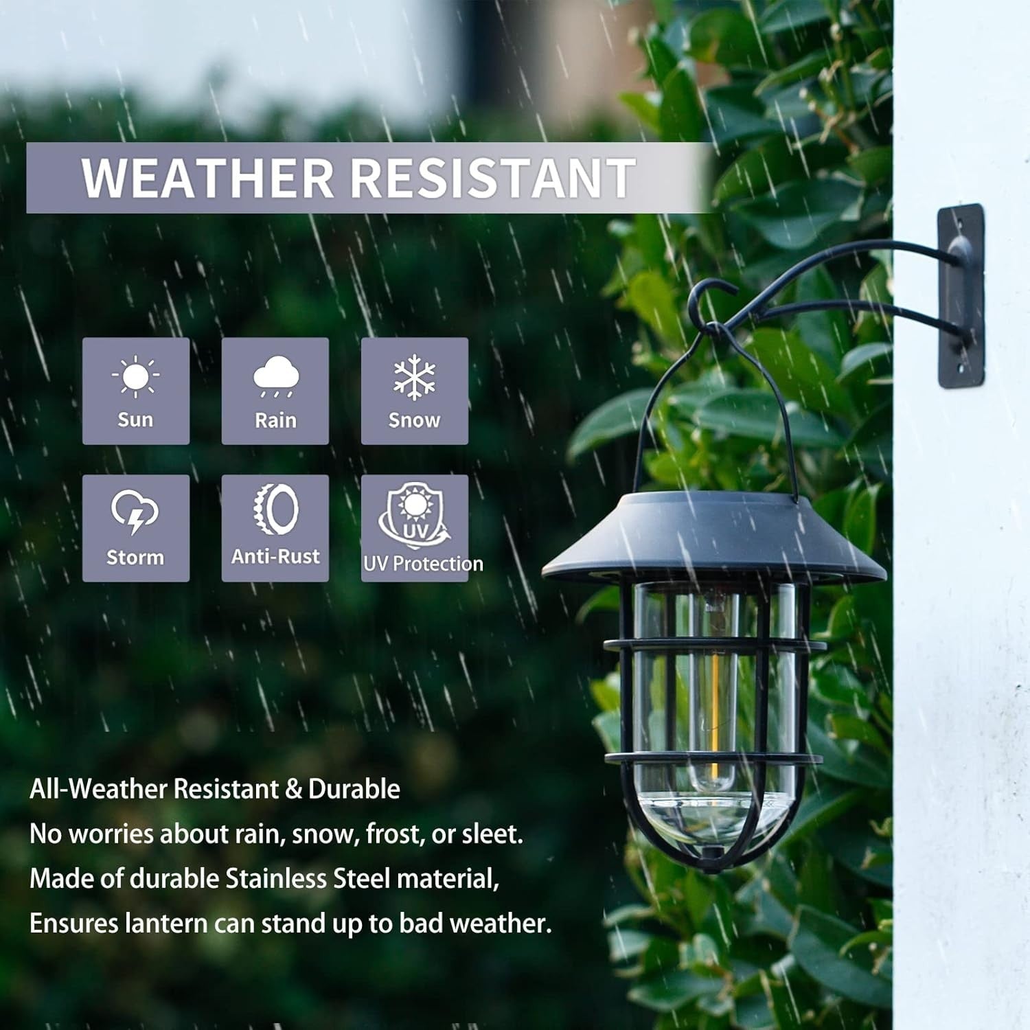 2 Pack Solar Wall Lanterns Outdoor Waterproof Black