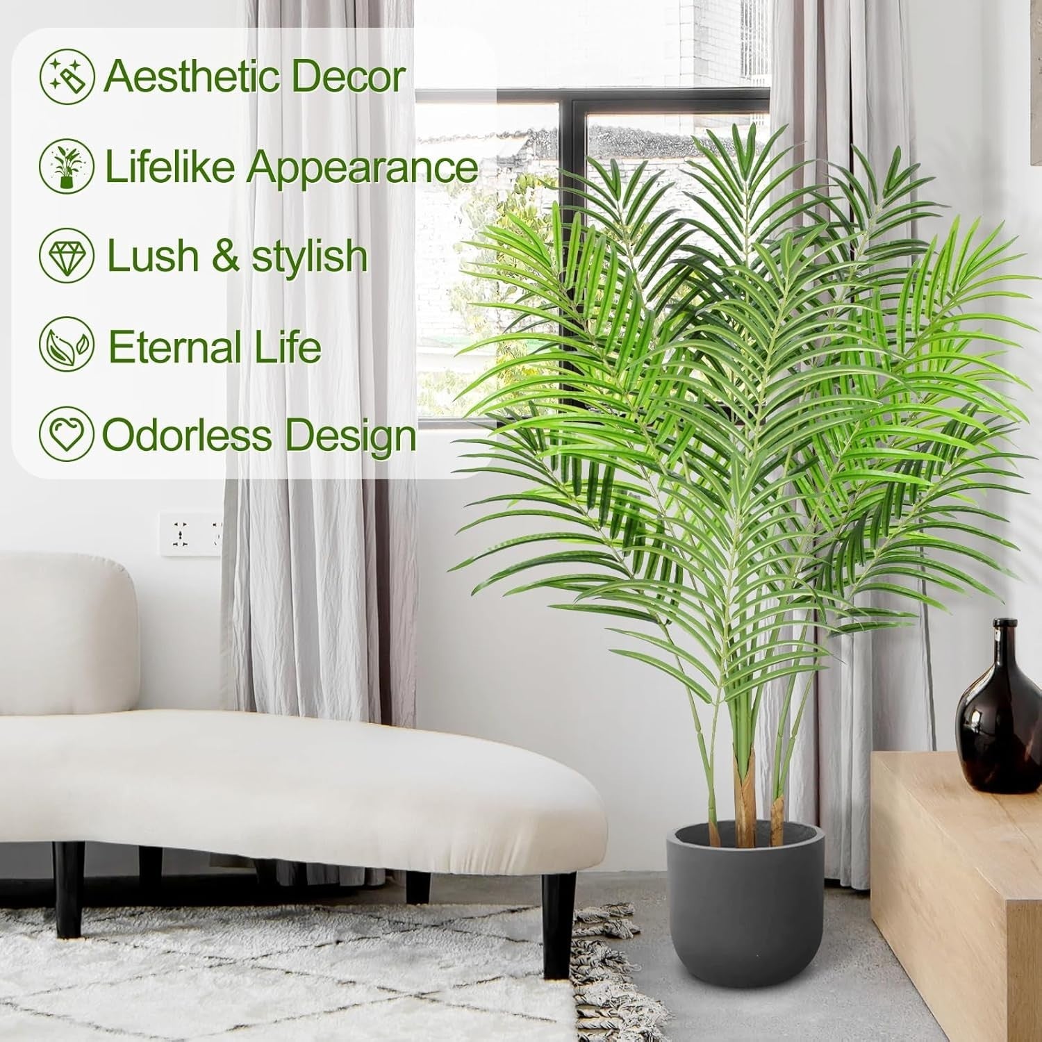 120cm Artificial Palm Tree Faux Tropical Indoor Outdoor Decor Home Garden Plant