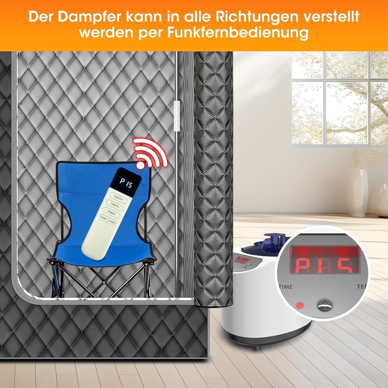 Portable Steam Sauna Tent – 3L 1200W Home Spa w/ Remote & Chair, Full Body