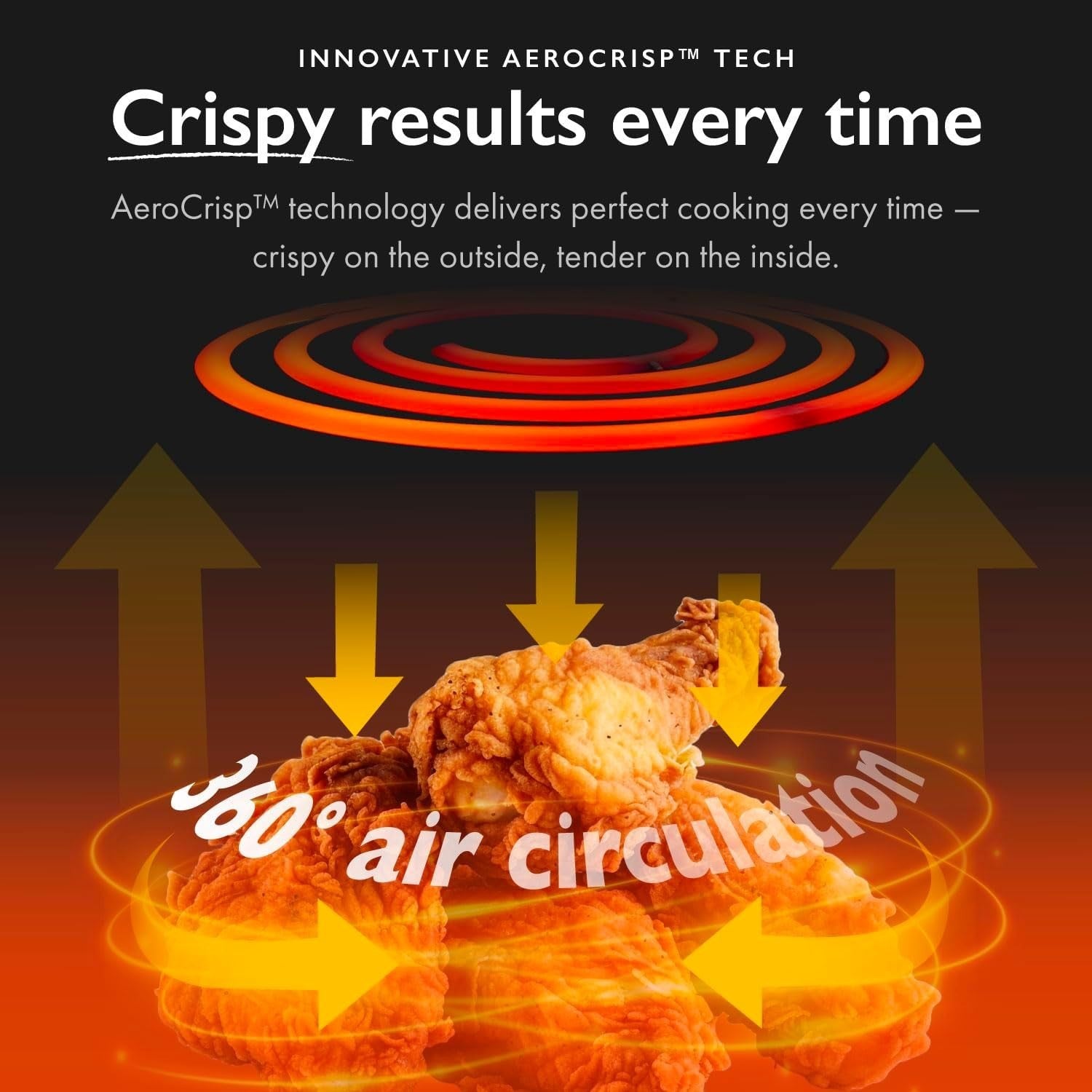 Compact Air Fryer 6.3L Digital Touchscreen, 8 Presets, Adjustable Temp