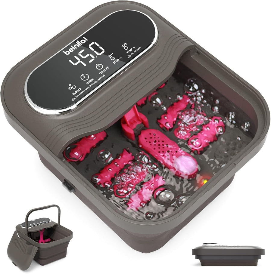 Collapsible Foot Spa Massager Heat Bubble Roller Bath Temp Control