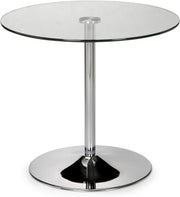 Round Chrome Glass Pedestal Dining Table Modern Small Space Kitchen Table
