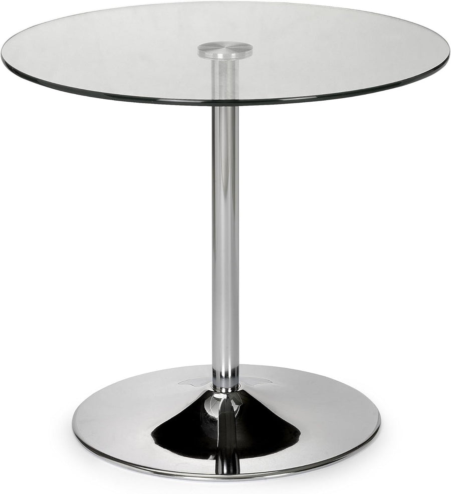 Round Chrome Glass Pedestal Dining Table Modern Small Space Kitchen Table