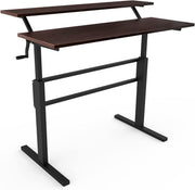 Height Adjustable Standing Desk 113cm Sit Stand Crank Table Brown