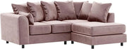 Pink Velvet 4 Seater Corner Sofa L Shape RH Chaise | Full Foam Seating