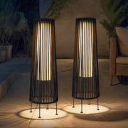 2 Pack Solar Wicker Floor Lamps Outdoor Rattan Lanterns 68 cm Black
