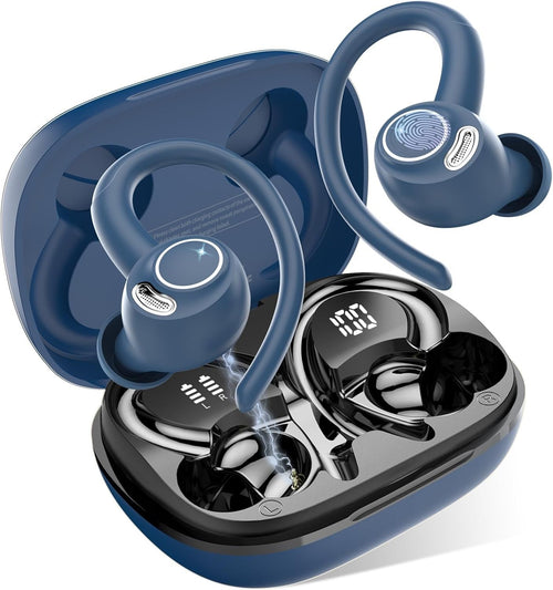 Blue Bluetooth 5.3 Earbuds 40H LED Display ENC Mic Waterproof Sport