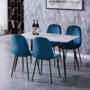 Rectangular Marble Glass Dining Table 120x70cm White Metal Modern