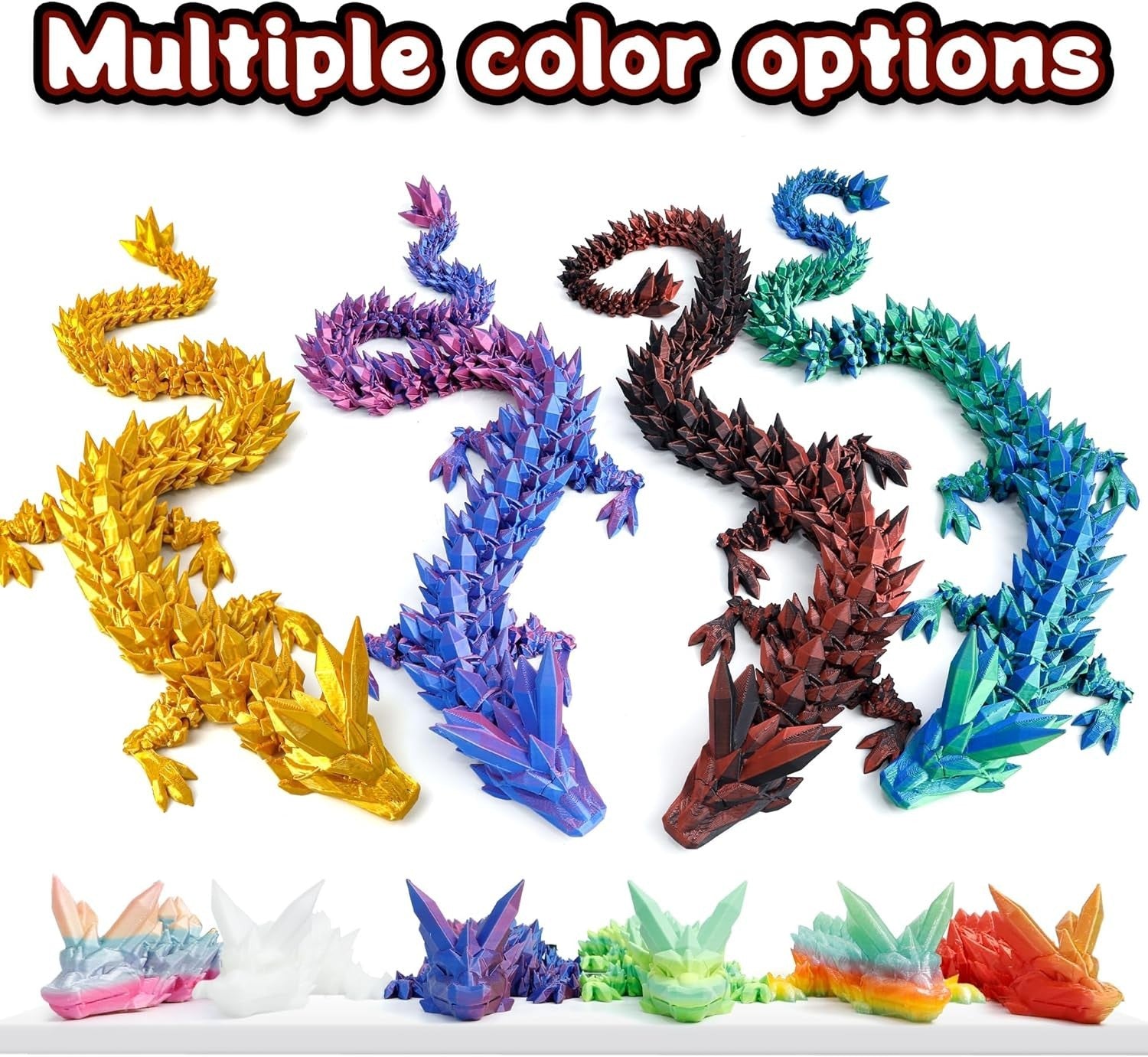 24in Pearly Articulated Dragon Fidget Toy 3D Printed Fantasy Decor