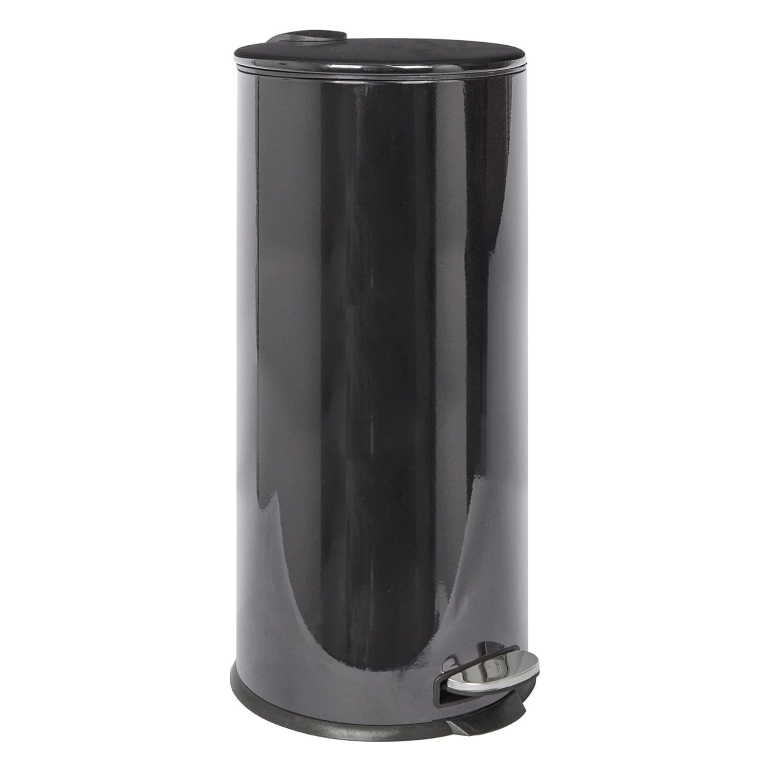 30L Black Stainless Steel Pedal Kitchen Bin Tall Slim Dustbin