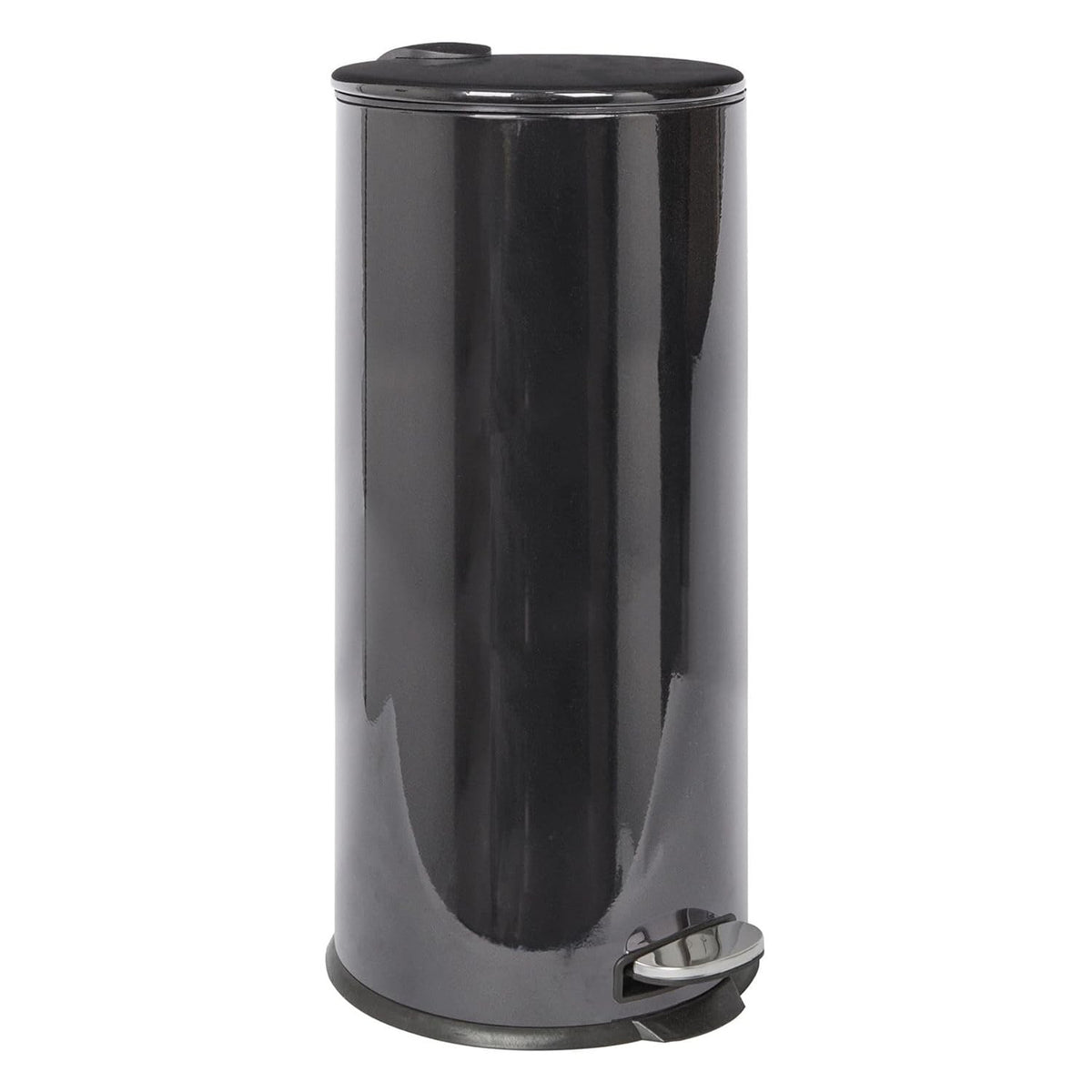 30L Black Stainless Steel Pedal Kitchen Bin Tall Slim Dustbin