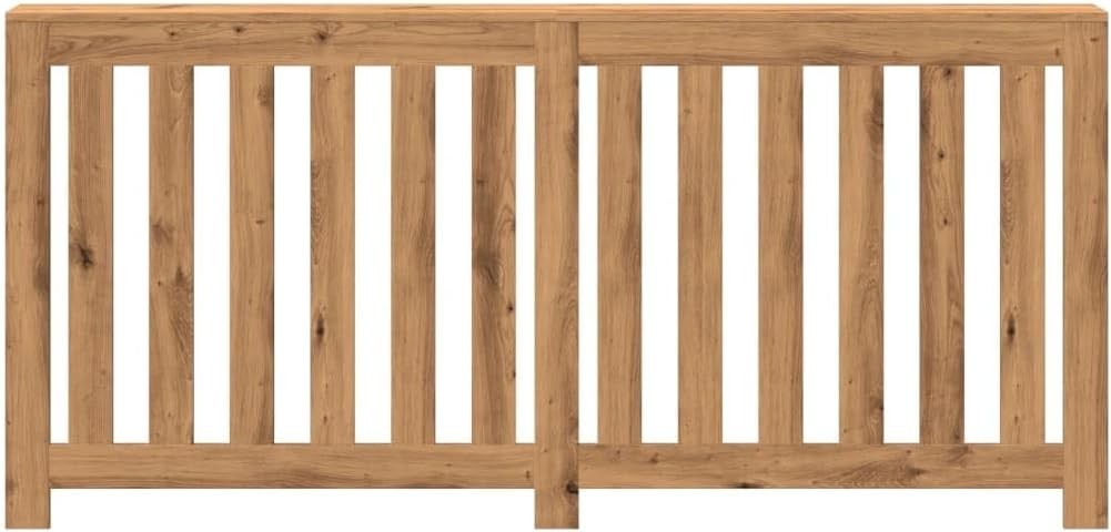 Modern Slatted Oak Radiator Cover 175x20x82cm – Engineered Wood Shelf Unit