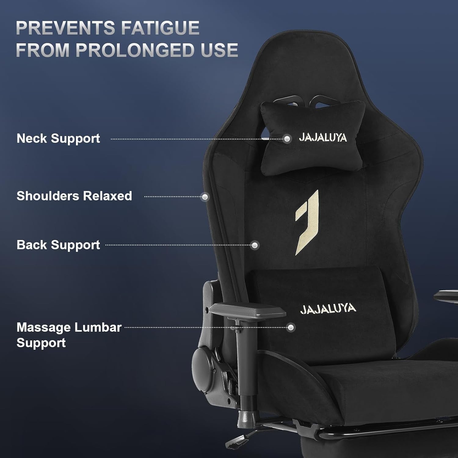 Gaming Chair with Footrest Massage Ergonomic Office Chair Black