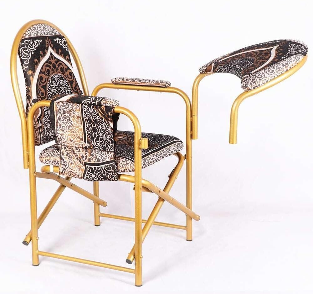 Foldable Islamic Prayer Chair Cushioned Comfortable Armrest Mosque Seat
