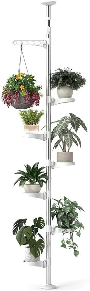 7 Tier Adjustable Floor to Ceiling Plant Stand Indoor Hanging Flower Shelf