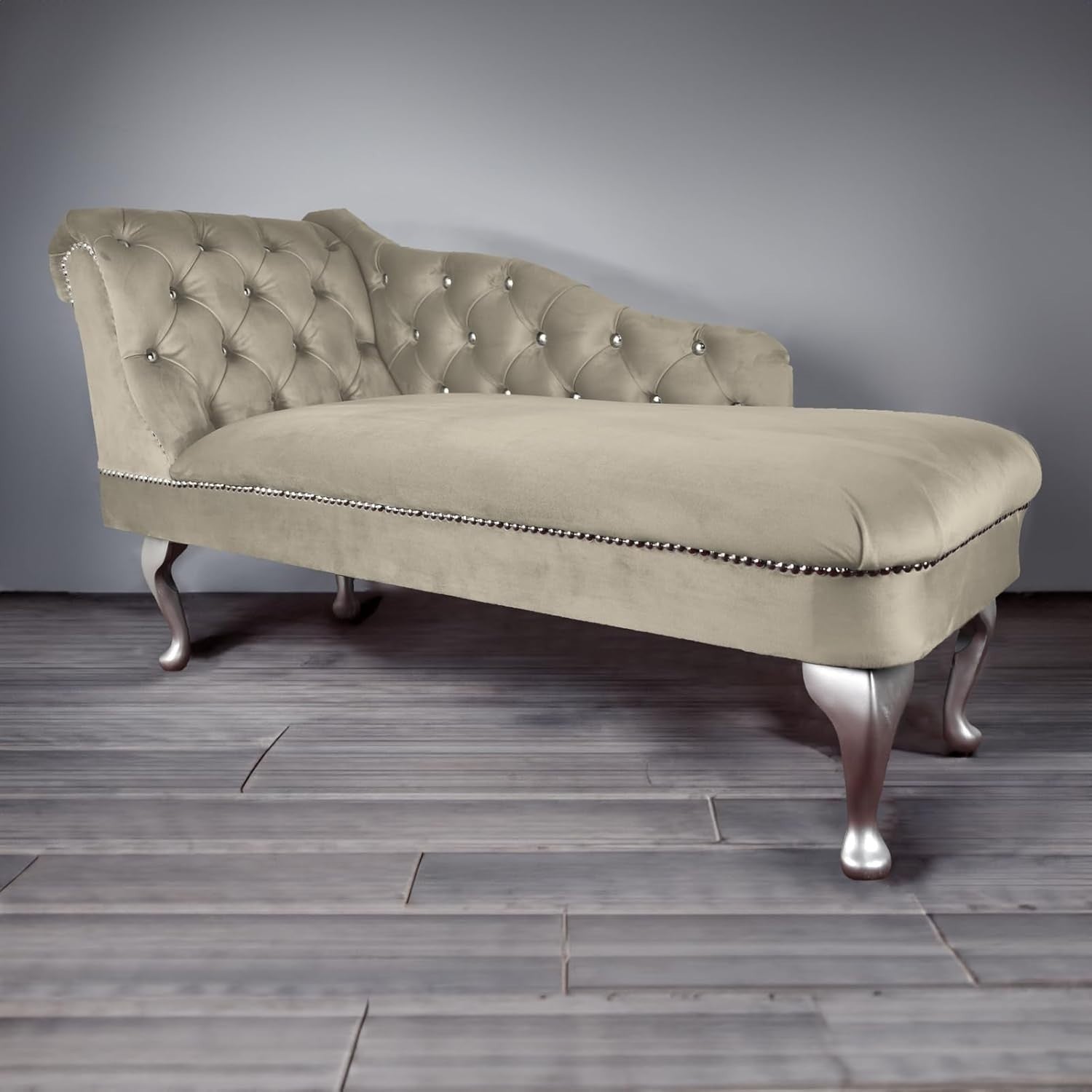 Tufted Cedar Velvet Chaise Lounge Sofa Left Hand – Handmade, Compact & Elegant
