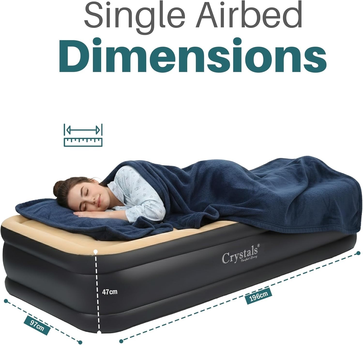 Single High Raised Air Bed with Built-In Electric Pump Waterproof Mattress