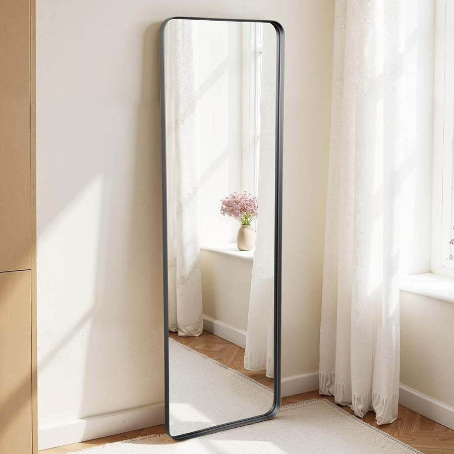 Full Length Wall Mirror 161x52cm Black Frame Leaning Mirror for Bedroom