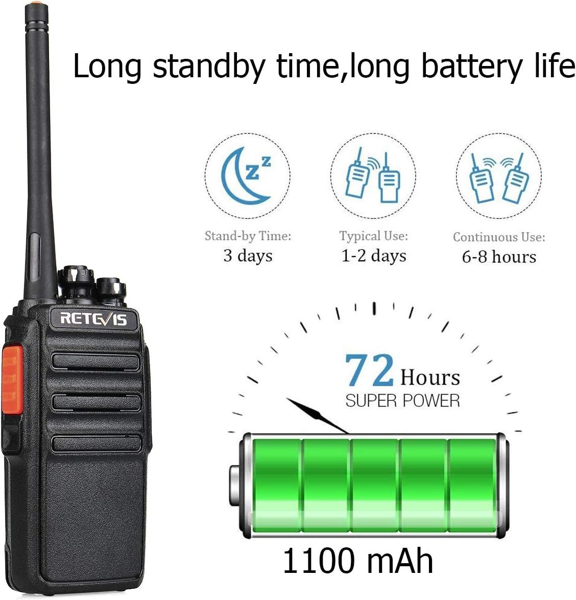 PMR446 Walkie Talkies 6 Pack Long Range 16 Channel Radio w Earpieces