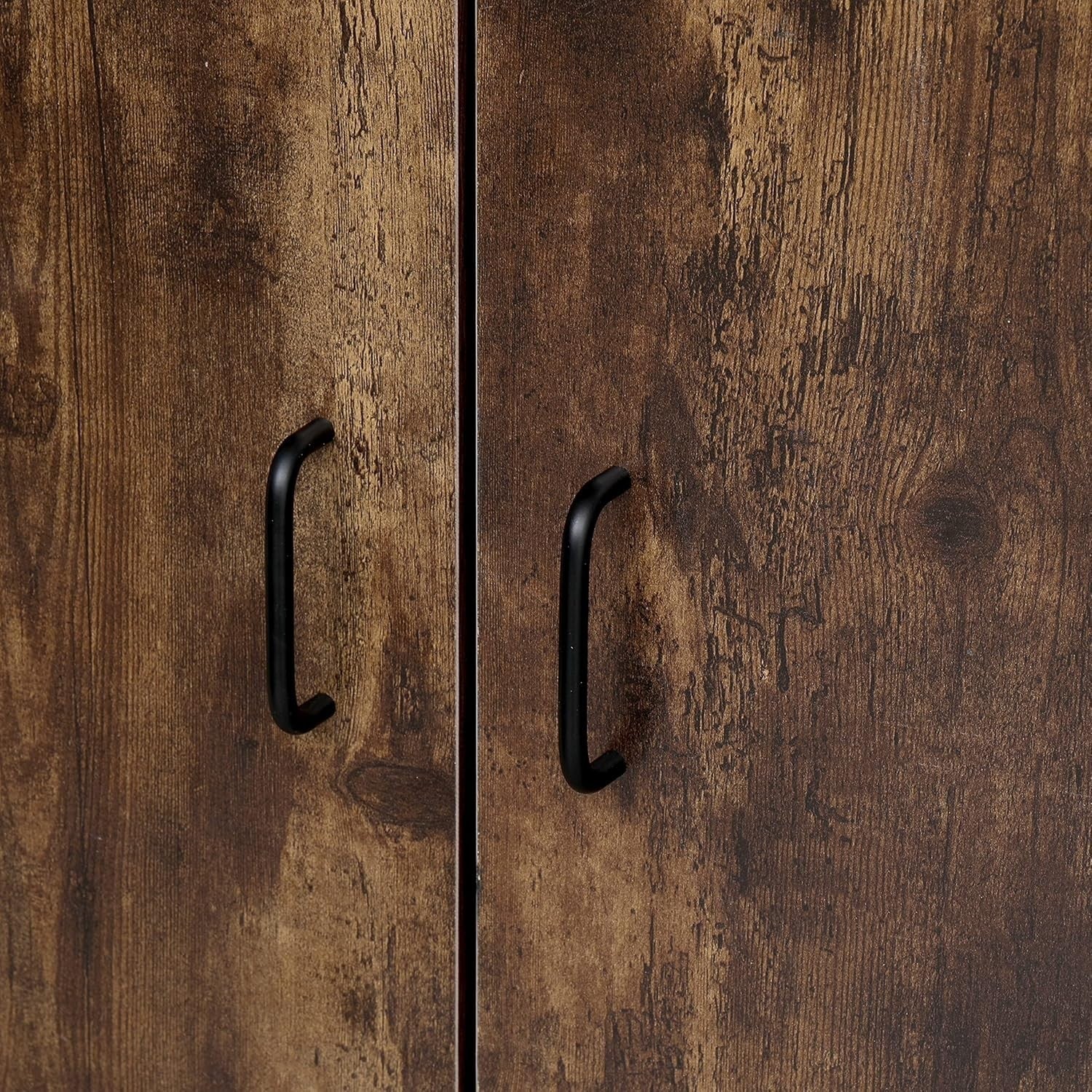 Industrial Metal Wardrobe with Shelves & Hanging Rail Clothes Storage