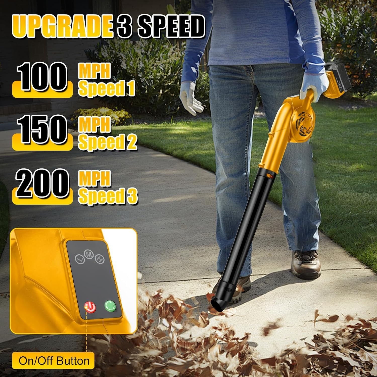 Cordless Leaf Blower 18V 3-in-1 Brushless Handheld Garden Cleaner Tool Only