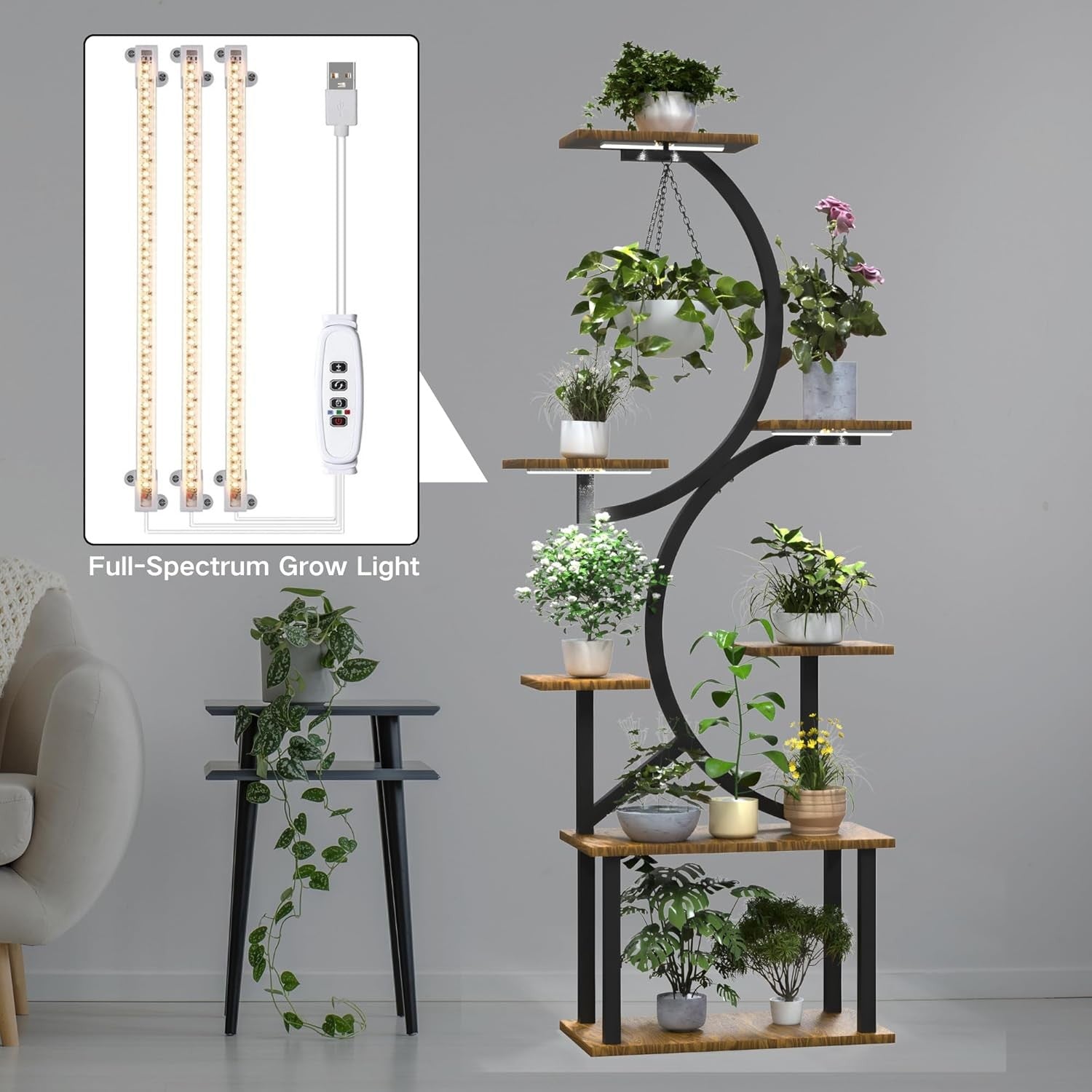 7 Tier Metal Plant Stand Grow Lights Indoor Tall Flower Shelf Display Rack