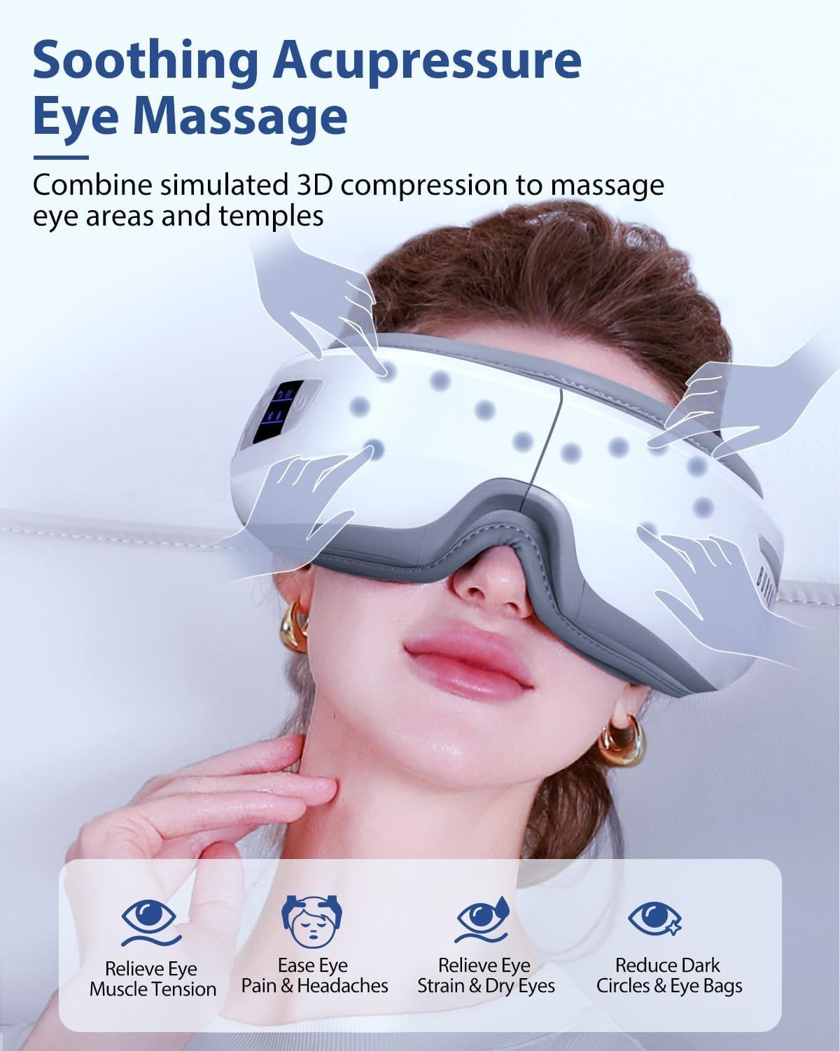 Heated Eye Massager Bluetooth Sleep Mask Migraine Strain Relief