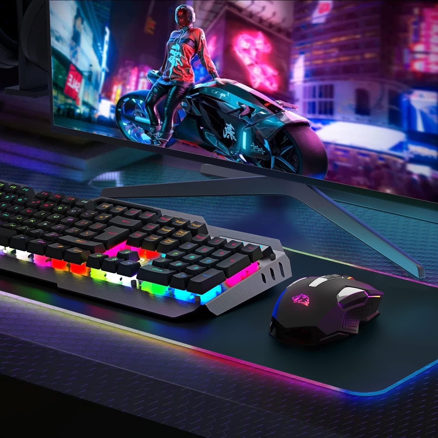 Wireless Gaming Mouse RGB 2400 DPI Rechargeable Silent Black