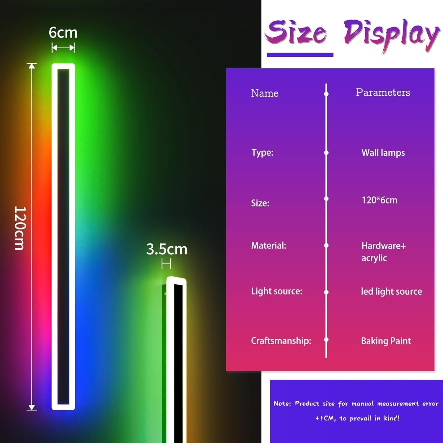 RGB Outdoor Wall Light 120CM Color-Changing Waterproof LED Strip