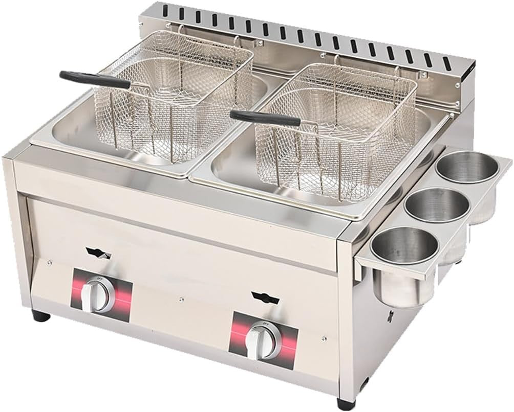 8L Professional Methane Gas Fryer Stainless Steel Single Tank Fast Heat