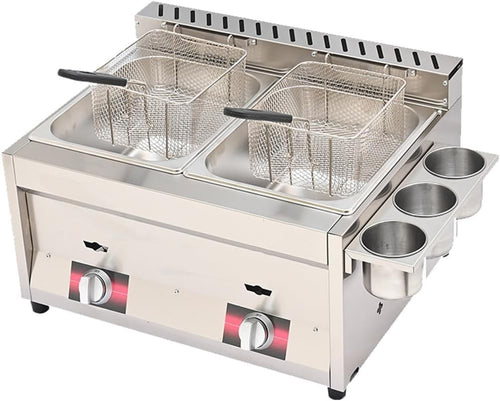 8L Professional Methane Gas Fryer Stainless Steel Single Tank Fast Heat