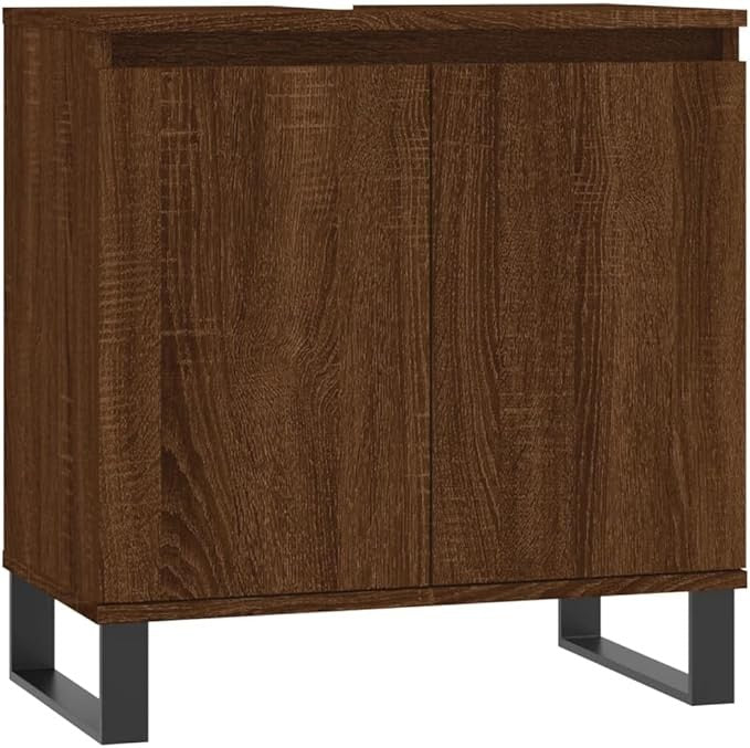 Modern Bathroom Vanity Cabinet Under Sink Storage Unit 2 Doors Brown Oak