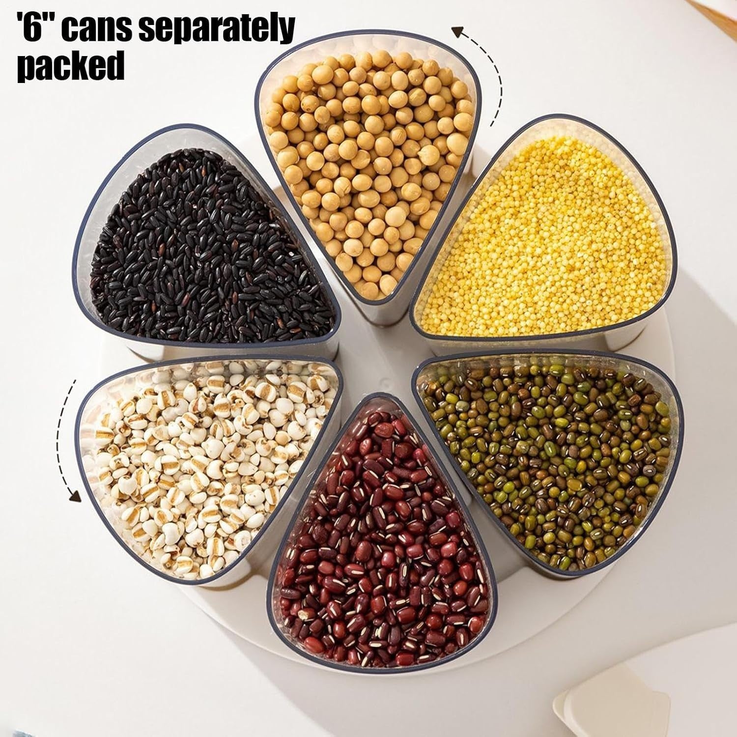 6 Grid 360° Rotating Grain Dispenser Airtight Bin