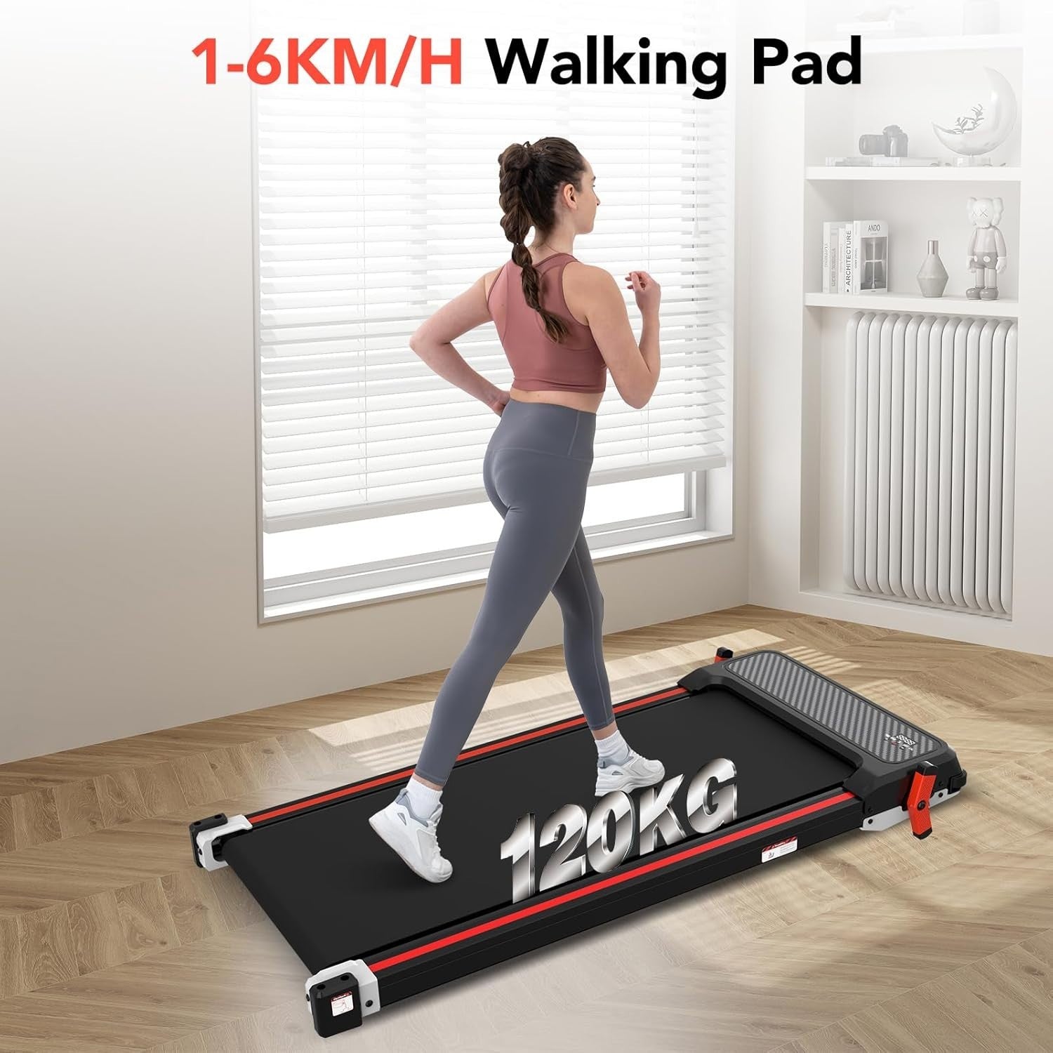 Under Desk Folding Treadmill 6km/h Quiet Walking Pad Home Office FitnessUnder De