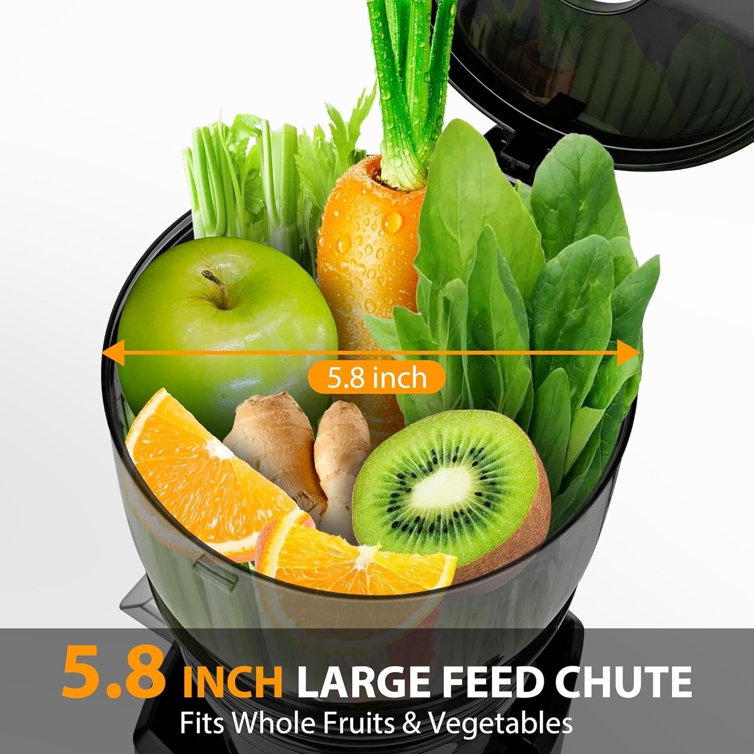 Cold Press Juicer 147mm Wide Chute Whole Fruit Slow Juicer 300W