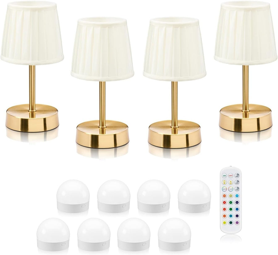 Cordless LED Table Lamps Set of 4 – Rechargeable, Dimmable, Remote, Ambient Ligh