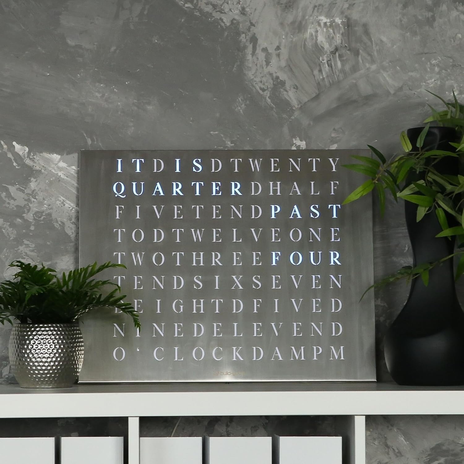 Digital LED Word Clock Wall Art – Smart Wi-Fi Controlled Modern Home Decor