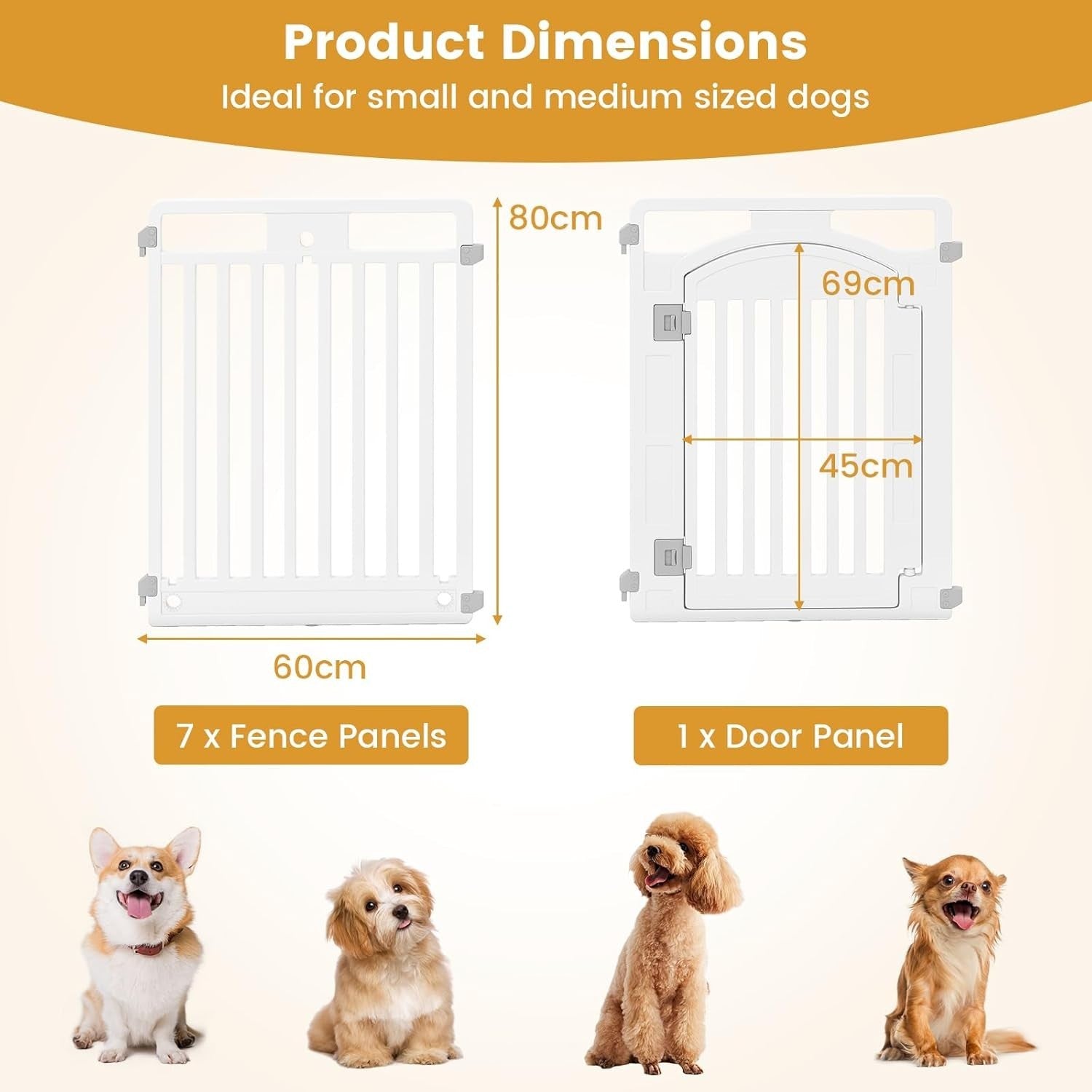 Foldable Plastic Dog Playpen with Lockable Gate Indoor Outdoor Pet Fence