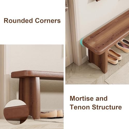 Rustic Wooden Entryway Bench Indoor Porch, Bedroom & Kitchen Seating 120cm