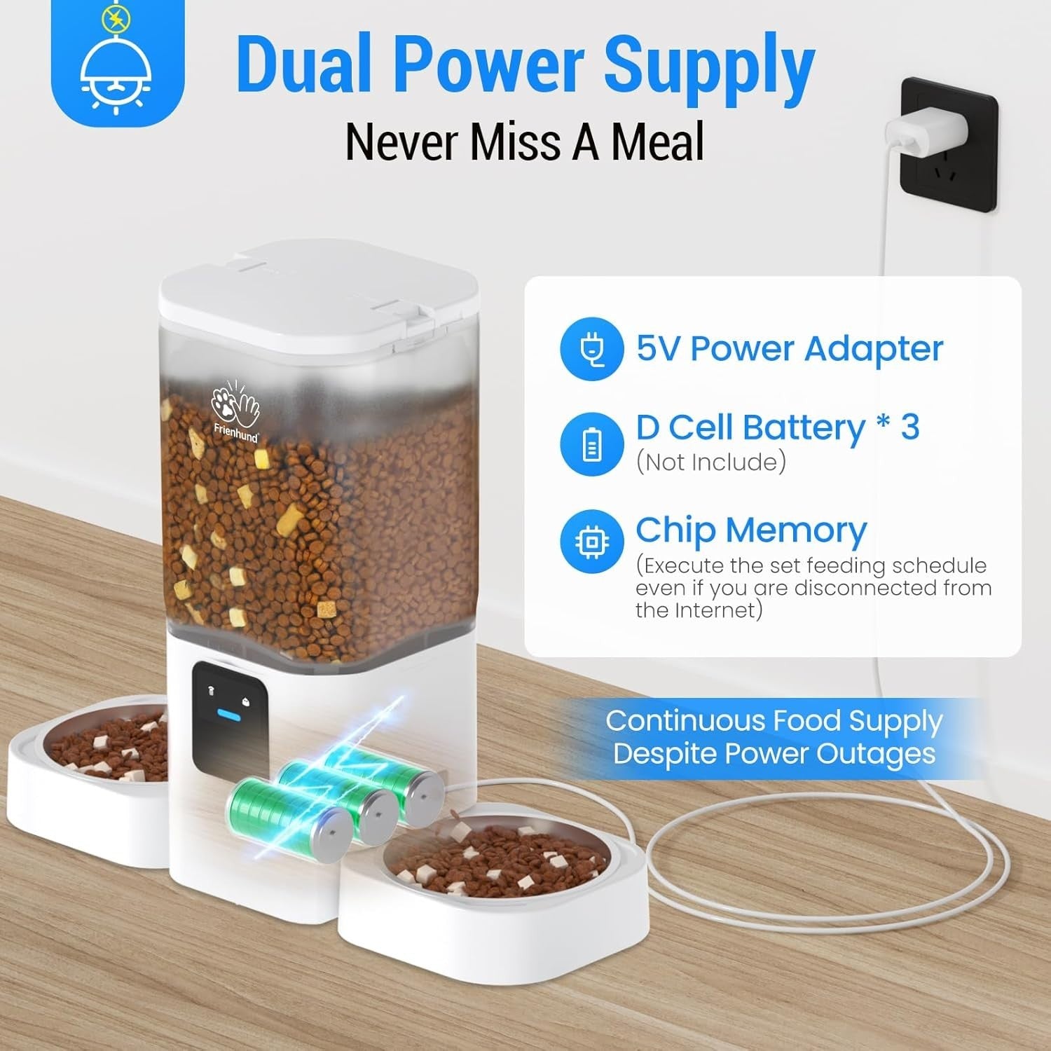 Automatic Cat Feeder 2 Cats WiFi App Control 7L Dual Bowl Alexa Feed