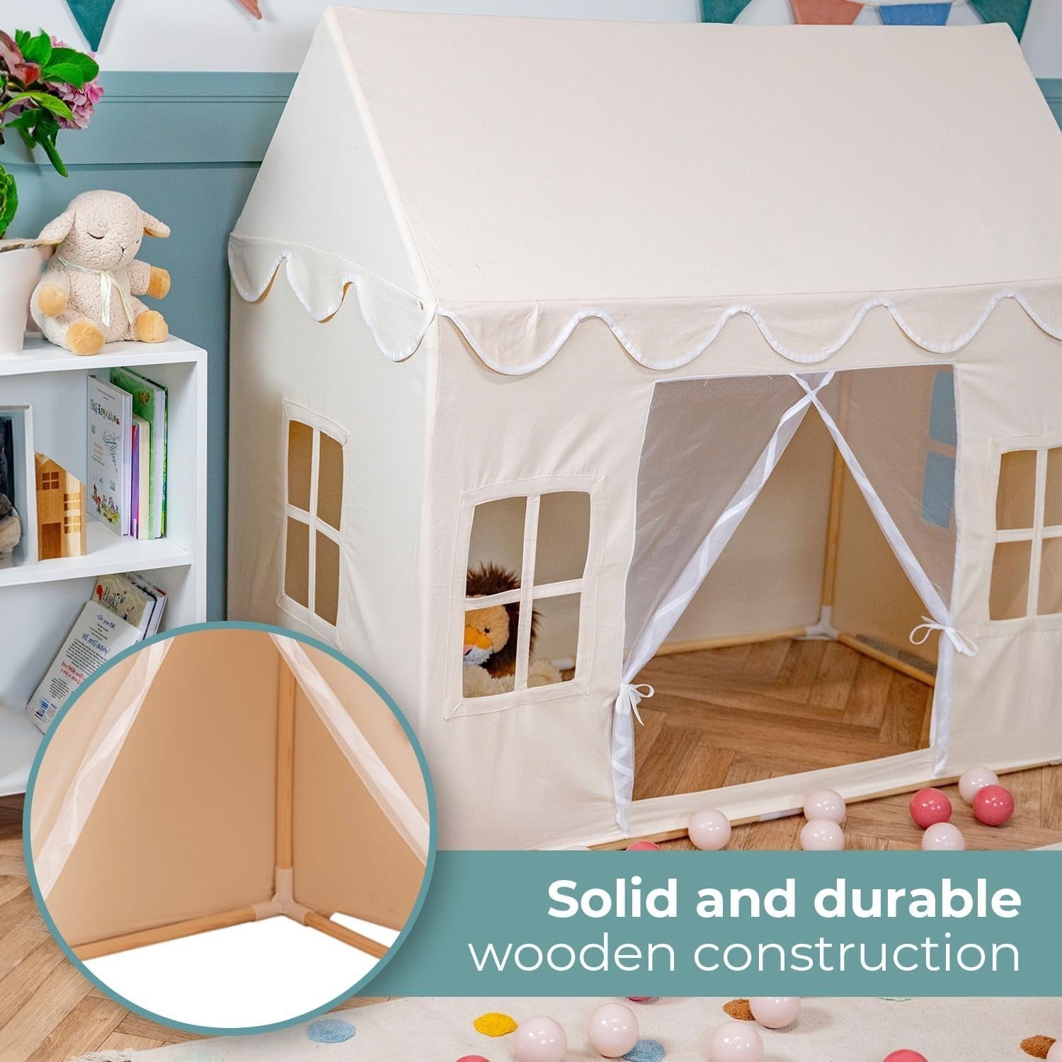 Kids Cotton Playhouse Tent w 400 Balls Foldable Indoor Outdoor Play Den